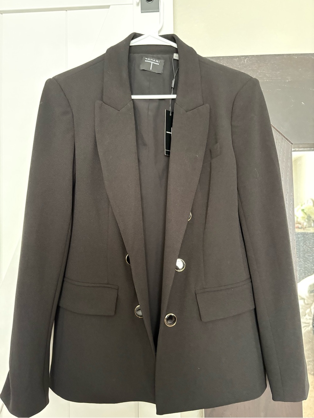 Tahari Black Double-Breasted Blazer Jacket